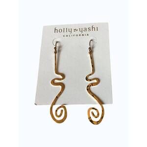 NEW HOLLY YASHI women's long wavy drop earring in gold